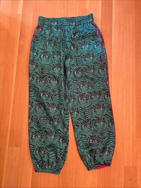 Teal Tiger Print Cropped Jogger Pants